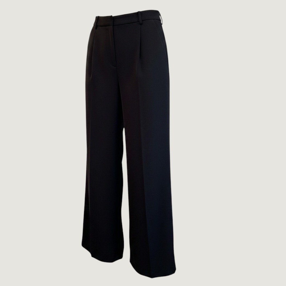 Halara Wide Leg Pants Black Elastic Waist Pockets‎ Medium Regular